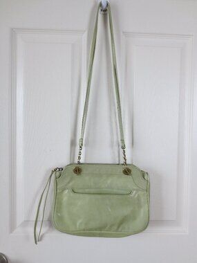Vintage Hobo Shoulder Bag Green Leather 10.5"x 7.5"x 2"